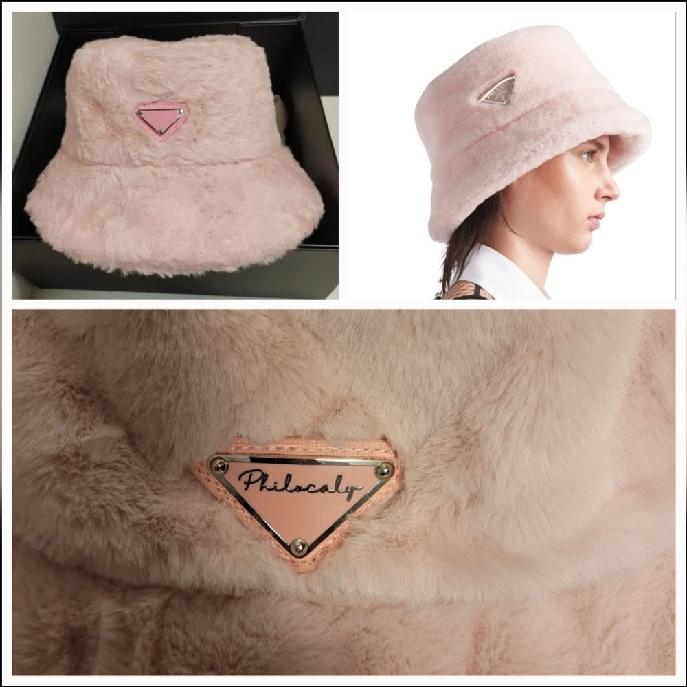 Pink Faux Fur Bucket Hat